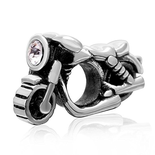 YiRong Jewelry Motorcycle Charm 925 Sterling Silver Sport Charm Travel Vacation Charm Birthday Charm for Bracelet (C)