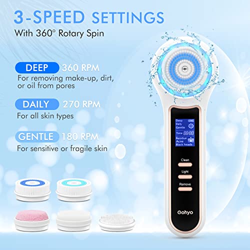 Gohyo Blackhead Remover, 3 In 1 Facial Cleansing Brush With Lcd Display And Timer，Rechargeable And Waterproof Face Scrubber For Exfoliating Deep Cleansing Incl. Pimple Popper Tool Kit (J03) #TOP1