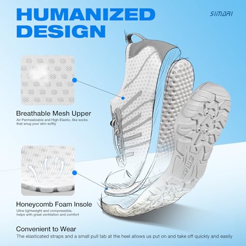 Image of SIMARI Water Shoes for Women Men - Barefoot Quick-Dry Aqua Socks | Lightweight Swim Shoes for Surfing, Swimming, Beach Sports, Kayaking, Diving | Non-Slip Design