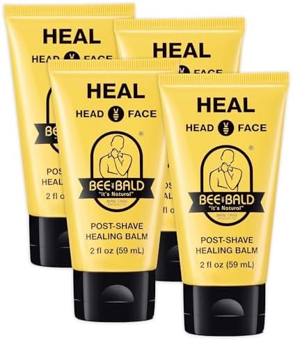 Bee Bald HEAL Aftershave for Men, Post Shave Healing Balm, 2 fl oz (4 pack)