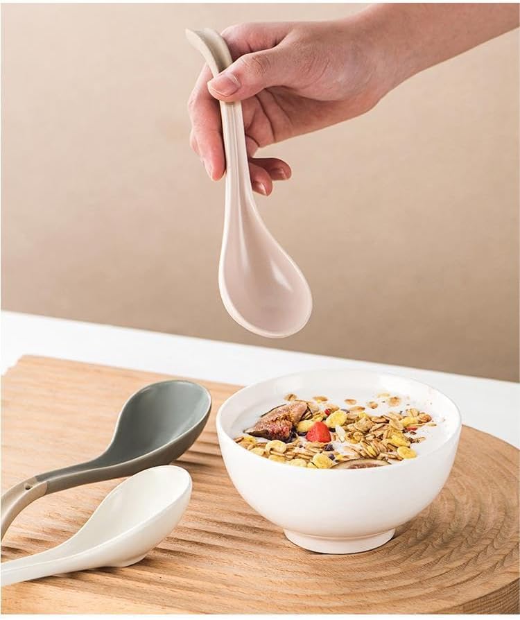 Miniatura 3 de Cucharas de ramen, cuchara de sopa asiática de cerámica, cucharas japonesas para cocina, Pho, albóndigas, fideos, Wantan, Miso, no se deslizan en la