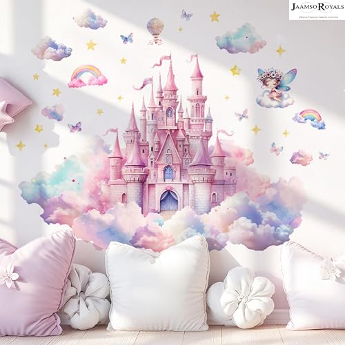 Image of JAAMSO ROYALS wondever Castle Wall Stickers Fairy Tale Peel and Stick Wall Art Decals for Girls Bedroom Living Room Baby Nursery (30 CM X 60 CM)