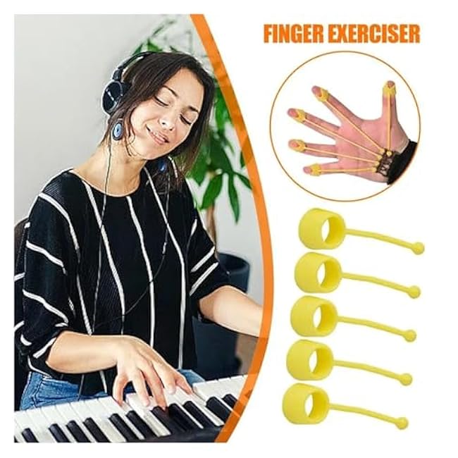 Finger Strength Trainer 5 Pieces Elastic Silicone Finger Exerciser and Hand Strengthener Finger Extender Hand Grip Strengthener