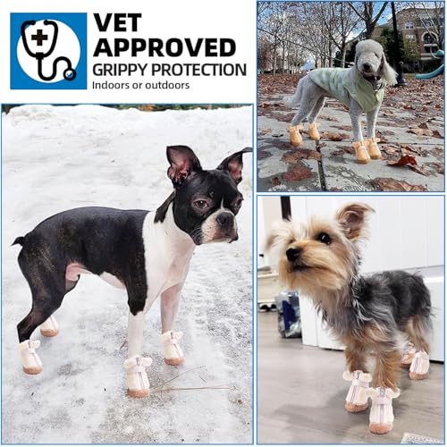 JZXOIVA Fleece Dog Boots for Winter,Dog Shoes Small Size Dogs,Dog Boots&Paw Protectors with Anti-Slip Rubber Sole,Dog Booties for Winter Hardwood Floors,Dog Snow Boots for Puppy Outdoor Walking 4PCS by JZXOIVA - Image 5