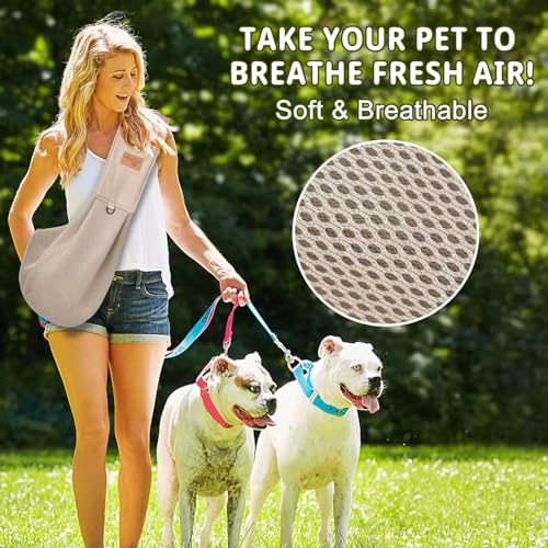 vrbabies Dog Sling Puppy Carrier with Adjustable Shoulder Strap Safety Belt and Pocket Protective Mesh,Hands-Free Dog Carriers for Small Dogs Cat,Puppy Sling Carrier for Outdoor Travel - Image 3