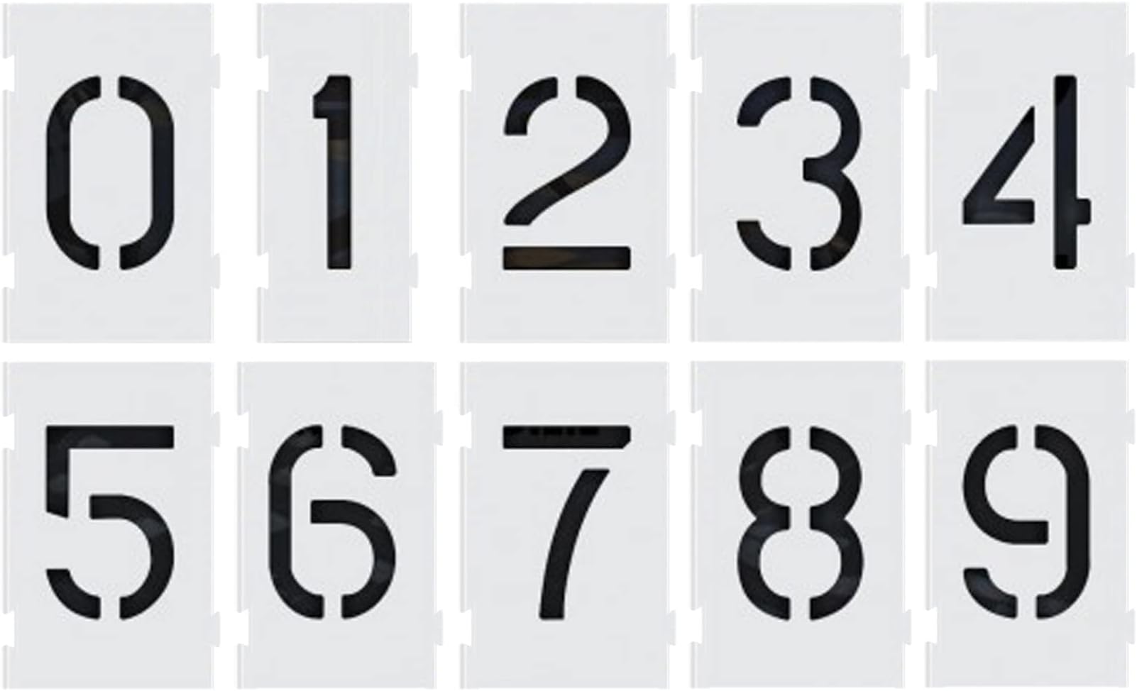 Deezio Pavement Stencils - 6 Inch Numbers Interlocking Stencil Set, Curb and Median Templates, Pro-Grade Material Thicknesses