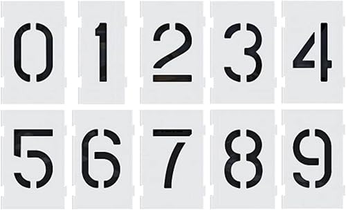 Deezio Plantillas de pavimento con números de 6 pulgadas, plantillas entrelazadas, plantillas de bordillo y medianas, plantillas comerciales,