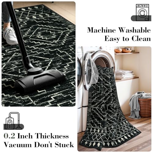 Tapete Morroquí Wonnitar 2'x3' Negro Antideslizante miniatura 3