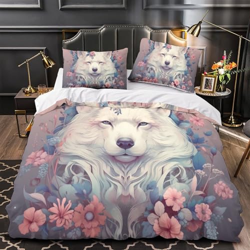 Housse de couette loup 3D microfibre en format super king 260x220cm - 4