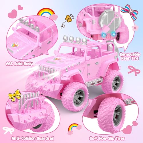 HappyGoLucky Coche Teledirigido con Muñeca, Juguete para Niñas 3-10 Años, 4x4 Jeep SUV RC Radiocontrol y Cumpleaños 5 Happygolucky Coche Teledirigido Con Muñeca, Juguete Para Niñas 3-10 Años, 4x4 Jeep Suv Rc Radiocontrol Y Cumpleaños