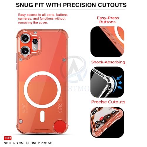 Image of AESTMO Clear Back Cover for CMF Phone 2 Pro 5G | 360 Protection | Transparent Back Cover (PC + TPU, Compatible with MagSafe Accessories, Transparent Bumper)
