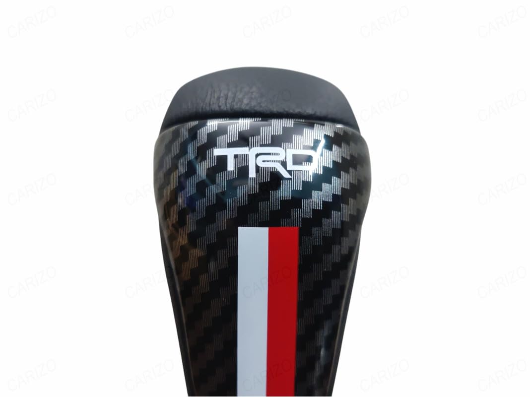 CARIZO Manual & Automatic Transmission Gear Shift Knob Leather Long Carbon Black TRD I Includes 3 Adapters Compatible with All Cars and SUV's-image-11