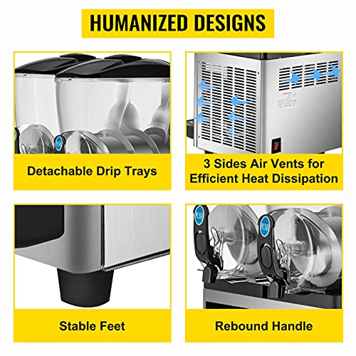 VEVOR Kommerzielle Slusheis Maschine, 2 x 15 L Slush Eismaschine 1000 W Slusheis Eismaschine, 430 x 450 x 800 mm Slushy Maschine Eslush Maker Maschine 64 kg Slush Eis Maschine 64 kg Slushgeräte – Bild 7