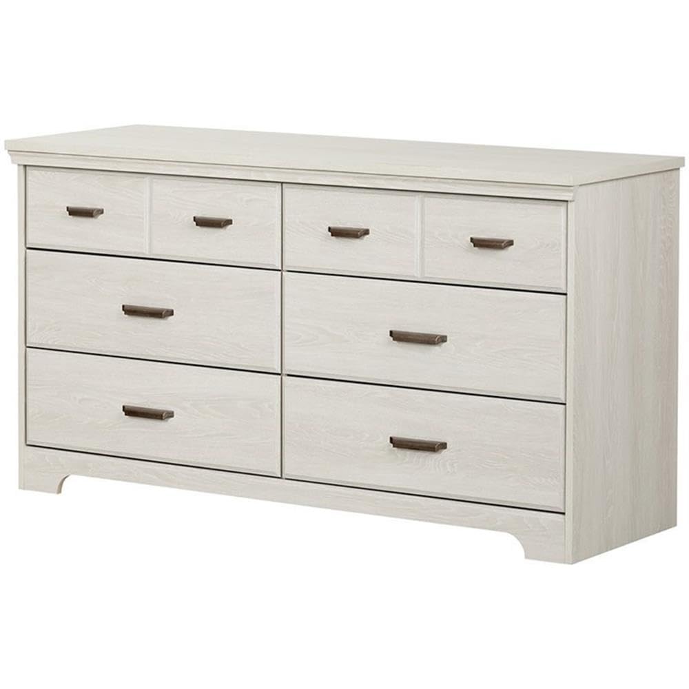 South Shore Versa Collection 6-Drawer Double Dresser, Winter Oak with Antique Handles
