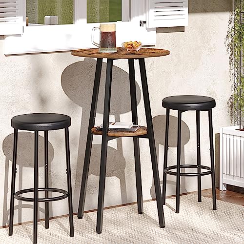 Hoobro Bar Table, Round Pub Table, 2-Tier Bistro Table With Storage, High Top Table, Cocktail Table With Top Particleboard, For Kitchen, Living Room, Meeting Room, Rustic Brown And Black Bf55Bt01 #TOP3