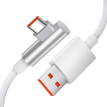 USB Type-C Cable 6A 120W Xiaomi Dedicated USBC Cable Fast Charging 1.8m L-Shaped Compatible with Xiaomi 12 11T Pro/Redmi Note 11/Black Shark Turbo Charge/Hyper Charge 120W/67W/33W/18W Multi-Compatible
