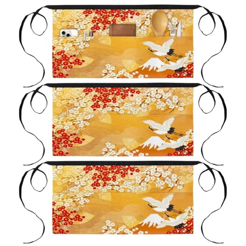 Demi-tablier de cuisine lot de 3 avec 3 poches pour restaurant et bistrot