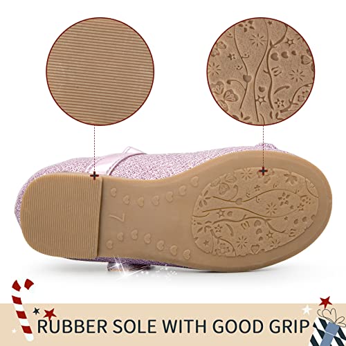 K Komforme Girl'S Ballet Flats Non-Slip Soft Mary Jane Walking Party Dress Shoes For Toddler/Little Kid/Big Kid Purple Glitter thumb #3
