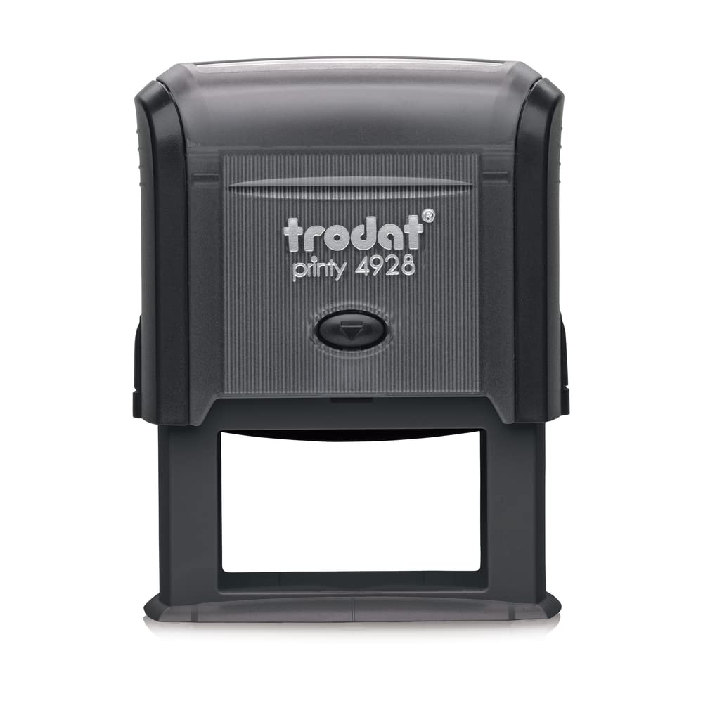 Trodat Printy 4928 Timbro Personalizzato Autoinchiostrante, Max 7 righe, Dimensione Impronta Grande 60x33 mm, Nero, Cartuccia Inchiostro Rosso, Ideale per Grandi Superfici, Shopper, Carte da Pacco