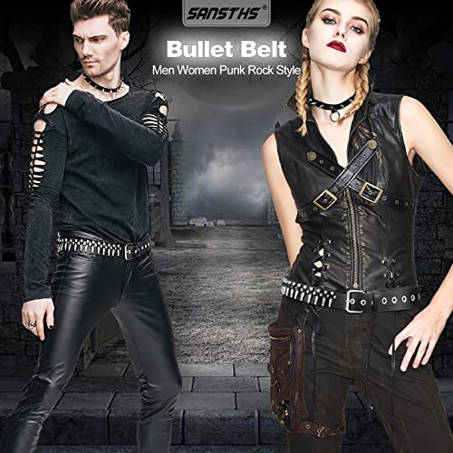 Sansths Bullet Rivet Belts Women Men Black Studded Gothic Belt Punk Style With Metel Buckle For Jeans Hip Hop(Black,L) #TOP2