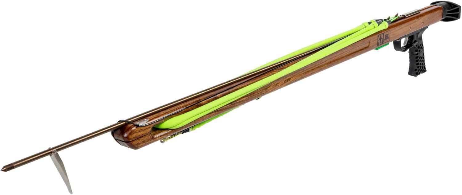 JBL Spearguns Woody Elite Performance Speargun for Spearfishing, Freediving, Scuba Diving, Fishing, Diving, Mahogany Barrel, Stainless Steel Shaft, Open Muzzle, Easy Stretch Kevlar Bands, Made in USA
