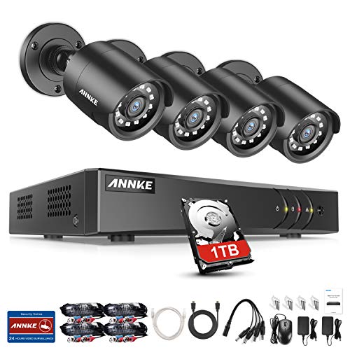 Außen Video Überwachungssystem 8CH 5MP Lite H.265+ DVR Recorder mit 4 x Outdoor 1080P Überwachungskamera Set 1TB Festplatte, 30M IR Nachtsicht,