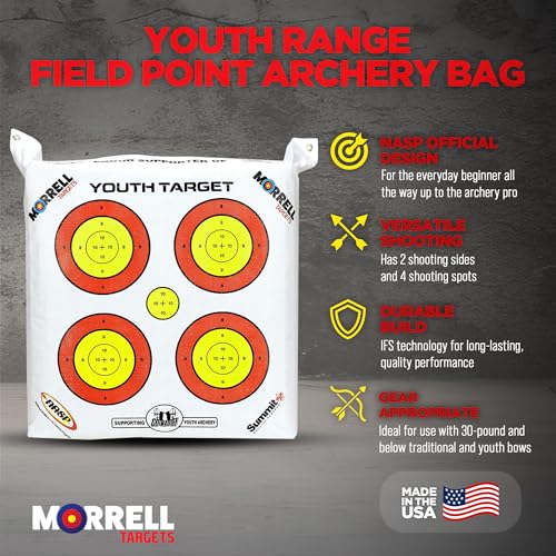 Image of Morrell Lightweight Outdoor Portable Youth Kids Range NASP Field Point Archery Bag Target with 2 Sides and 4 Shooting Spots for 30 Pound Bows