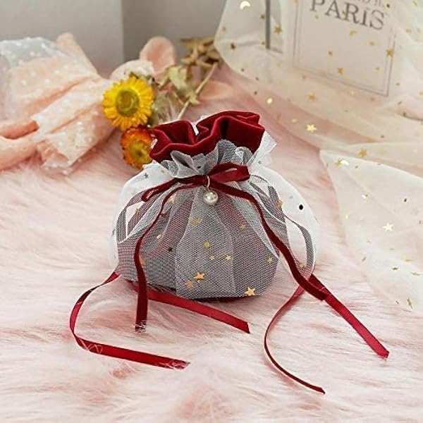 LUSIGA 10 x Bolsa de Regalo de Boda, con Hilados y Perlas, Bolsa de cordón de Franela pequeña Reutilizable, Verde, 10 x 13,5 cm Almacenamiento en la Pared (Color : Pink)