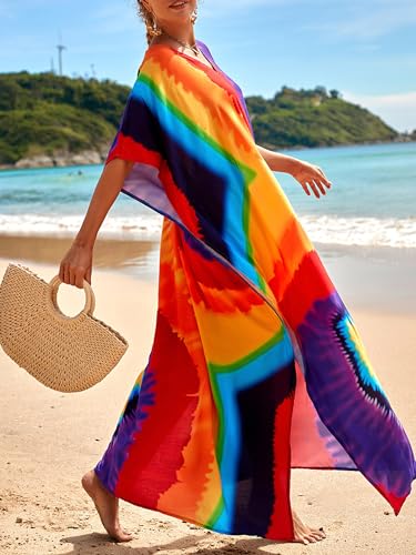 Image of Kaftan Dresses for Women Plus Size Summer Beach Dress with Print and Swim Cover Ups