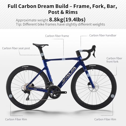 image for SAVADECK Full Carbon Racing Bike – Carbon Frame & Wheelset, with Shi