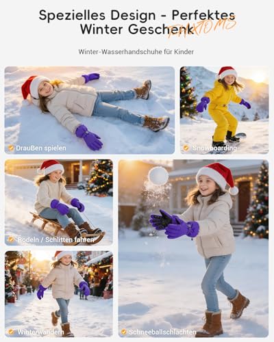 ThxToms Guantes de Esquí para Niños Nieve de Invierno -15 ℃ | Cortavientos Cálido e Impermeable | Clima Frío Engrosado de Oxford | Deportes al Aire Libre Snowboard Esquí |Niño y Niña de 4 a 13 Años - imagen 7