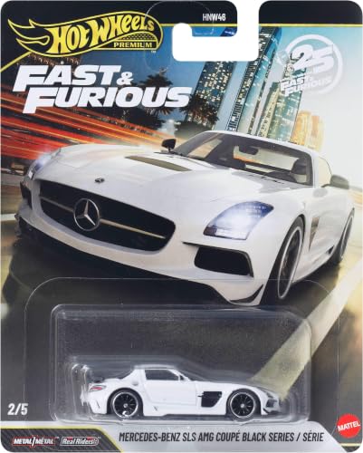 Image of Hot Wheels Mercedes Benz AMG SLS Black Series F7, Premium Fast & Furious 1:64 Scale Die-Cast Car for Collectors Inspired by Fast & Furious Movie Franchise​​