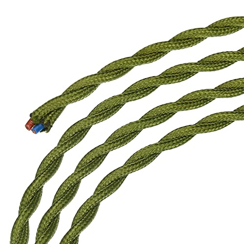 sourcing map Cable de tela trenzada cubierto de 2 núcleos 18AWG 3.0m/9.84ft, cable eléctrico de tela tejida vintage para proyecto de bricolaje de luz colgante, verde