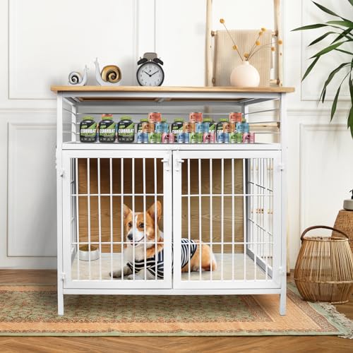 Caixote para cães, canil interno, caixa de madeira para cães, gaiola grande para cães com portas dup