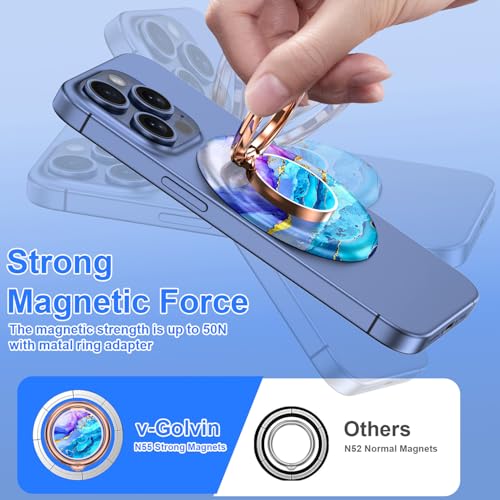 Image of Magnetic Phone Ring Holder for MagSafe Grip,[Super Magnet],Stylish 360 Rotation Cell Phone Grip Stand Finger Ring Kickstand for iPhone 17 16 15 14 Pro Max,iPad and Smartphones,Blue