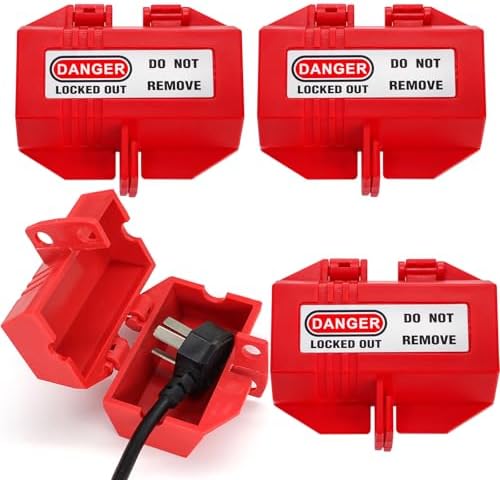 WUWEOT 3 Pack Plug Lock for Lockout Tagout, 110 and 220 Volt Polypropylene Plug Lockout Device, Small Industrial Grade Power Cord Lockout with 2 Locking Holes for Indoor Outdoor and Factory