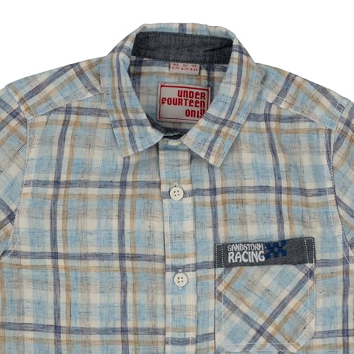 Image of Under Fourteen Only Boys Shirt, 100% Cotton Half Slevees Narrow Collar Regular Fit Printed Shirts for Kids Boys. Off White