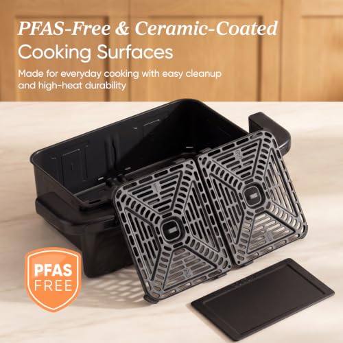 Image of Cosori TWINFRY 9 QT Double Air Fryer, Removable Divider, PFAS-Free Ceramic | Dual 4.5Qt & Full 9Qt, Two Ways to Cook, 6-in-1, Independent Cooking, Match&Sync, Dishwasher-Safe, Countertop Friendly