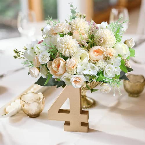 Astryas Artificial Flowers, White Fake Peony Silk Hydrangea Bouquet Decor Plastic Carnations Realistic Flower Arrangements For Cemetery Wedding Home Decoration (White&Champagne) #TOP3