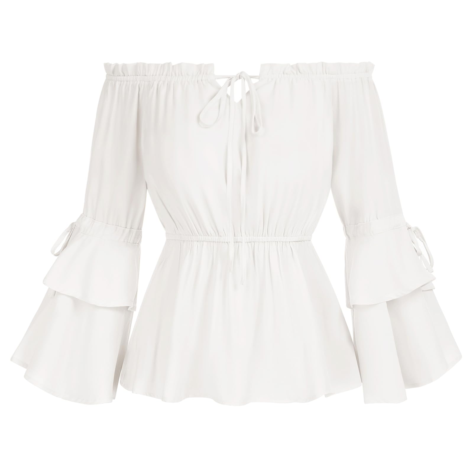 SCARLET DARKNESS Damen Renaissance Rüschenbluse Elastisch Taille Mittelalter Bluse