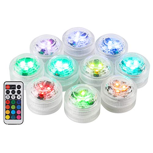 Whirlpool-Lichter, Makrimo-Pool-Lichter für Unterwasser, Badewanne, Spa, wasserdichte Teich-Lichter, tauchfähige LED-Lichter mit RF-Kontrolle für Teich, Vase, Aquarium, Pool, Garten (10 Stück)