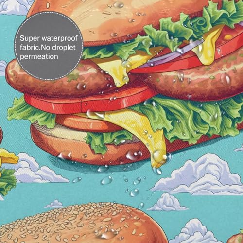 Rideau de douche imprimé hamburger avec crochets 183x183cm imperméable