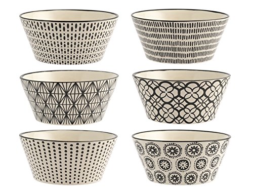 H+H Vhera 6er-Set Schalen – 600 ml – Elfenbein & Schwarz –...