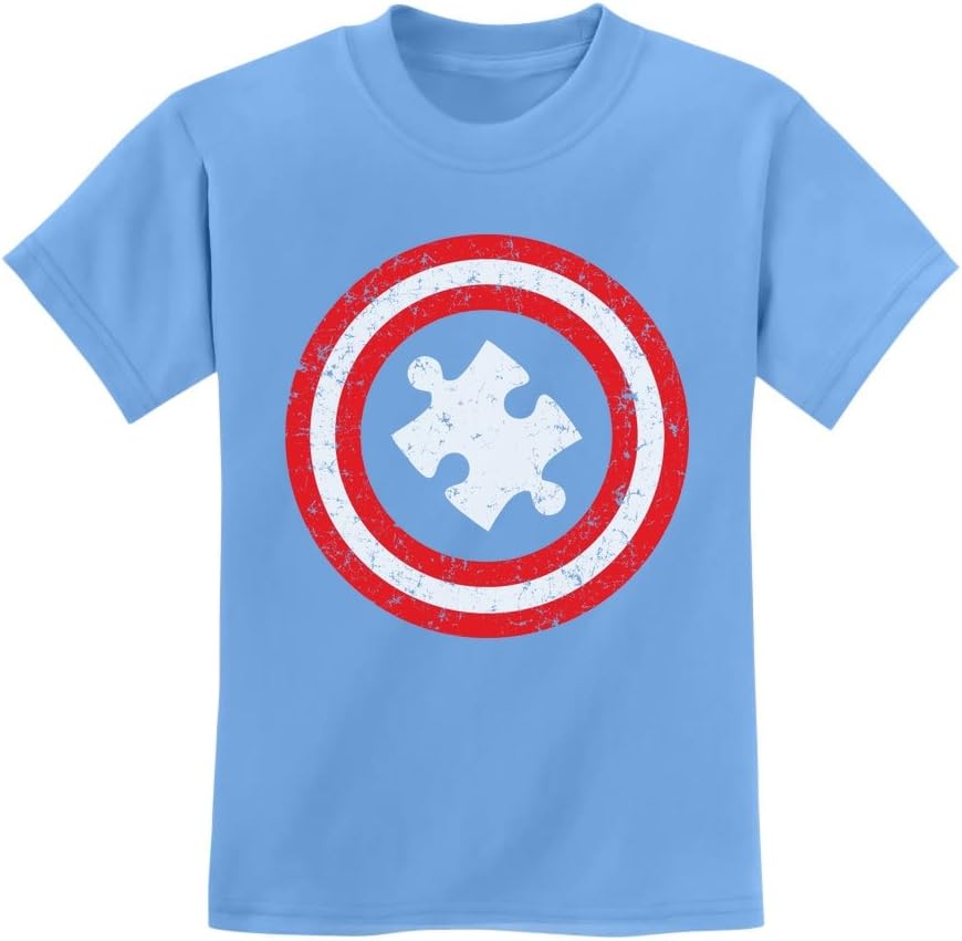 Autism Awareness Kids Shirt Puzzle Superhero Captain Autism Kids T-Shirt