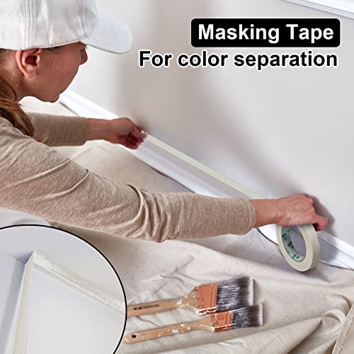 Leelosp 25 Rolls Masking Tape Bulk Beige General Purpose Masking Tape Paint Art Mask Tape Wall Craft Tape For Painter Artist Basic Mulit Use, 0.75 Inch X 55 Yards, 1375 Yards Total() #TOP1