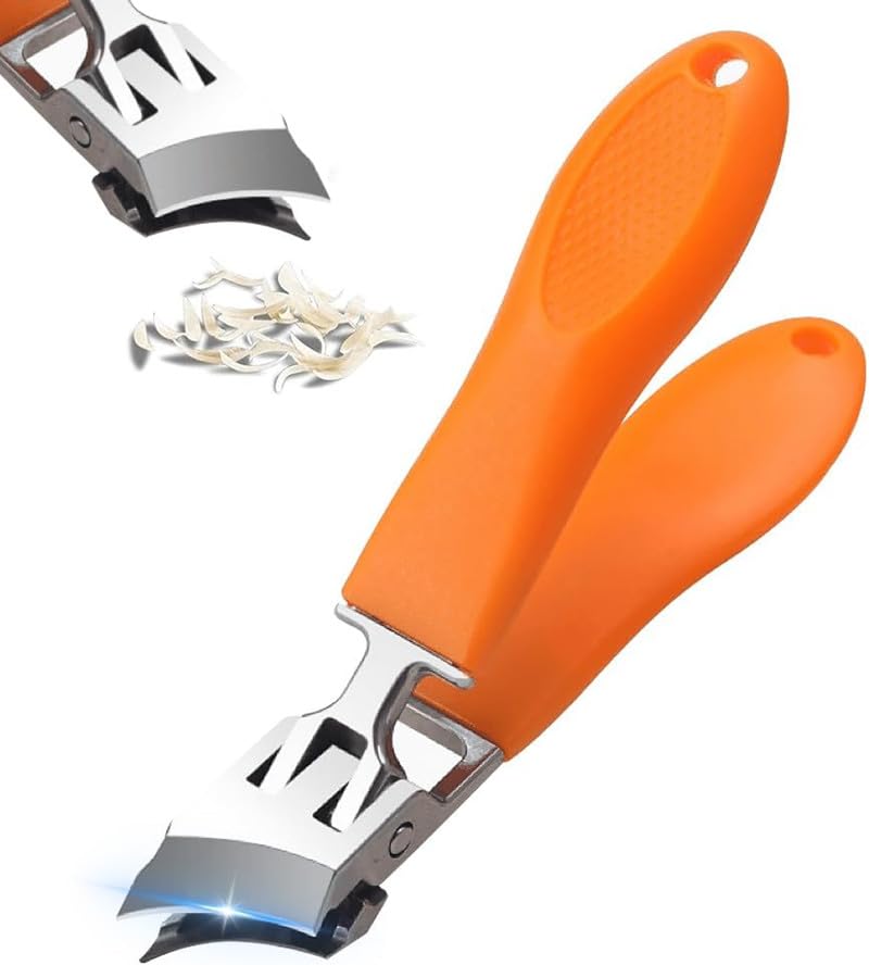 Wide Jaw Opening Anti-Splash Slanted Nail Clipper Fingernail and Toenail Clippers for Ingrown Nails Curved Nail Clippers for