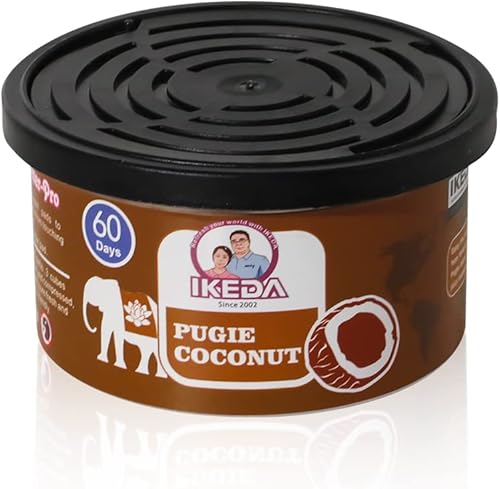 Miniatura 2 de Ikeda Scents Ambientador de coche aroma a coco Pugie  Latas orgánicas  Eliminador de olores esenciales  Larga duración  Fragancia fuerte  Para
