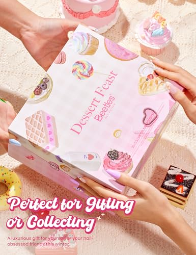 Image of beetles Gel Polish Set, Dessert Feast 30 Colors Hema-Free | Glitter Jelly Nude Pink White Yellow Green Pastel Colors Gel Polish, with Base Top Coat Swatch Card Uv LED Lamp Gel Gifts