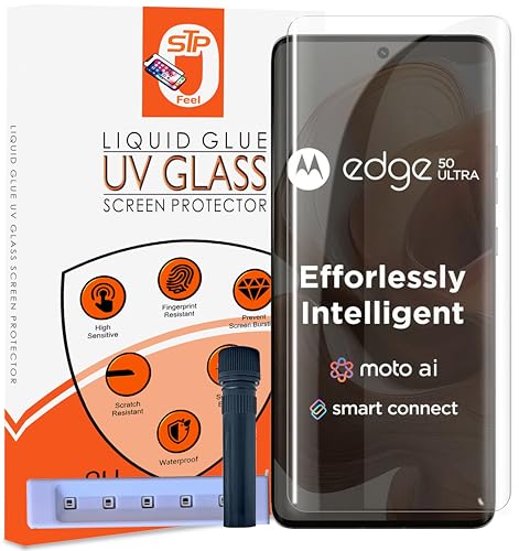 Image of STP FEEL UV HD+ Tempered Glass Screen Protector Guard Compatible For Motorola Edge 50 / Edge 50 Pro /Edge 50 Ultra (6.7 Inch, Pack of 1) Full Adhesive UV Curved Case Friendly HD Clarity