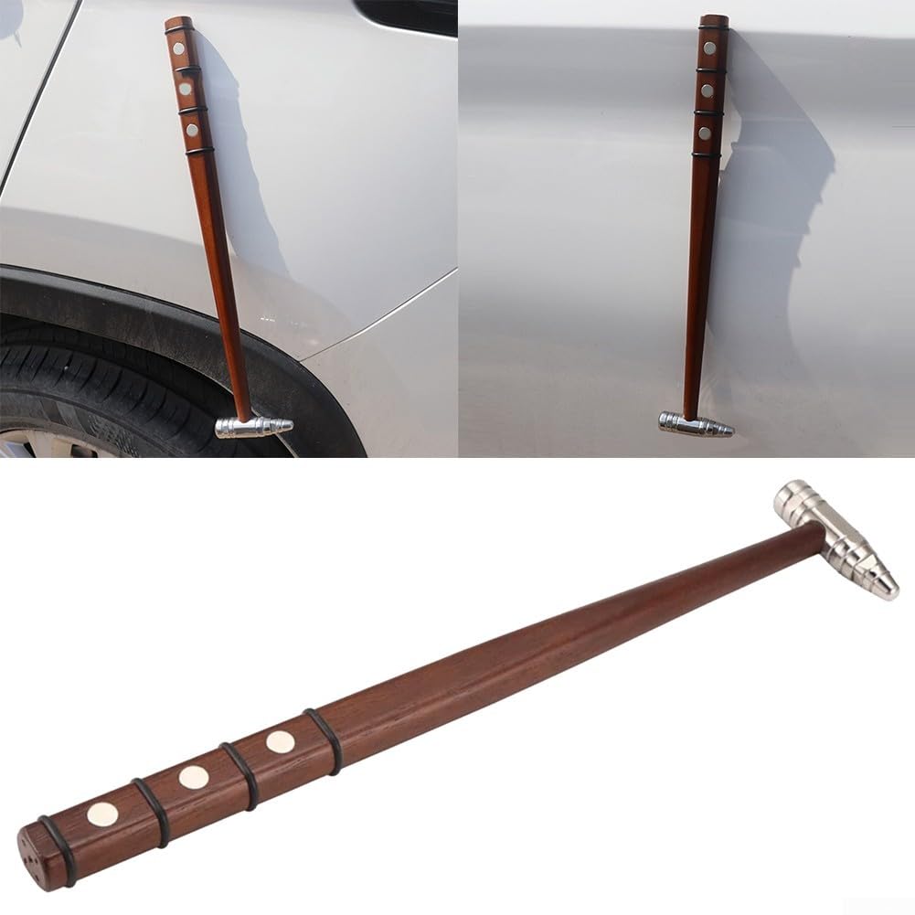 Martello magnetico integrato per riparazione ammaccature auto, in legno di faggio e acciaio inox, strumento per riparazioni rapide